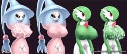 2020 2girls big_breasts bodily_fluids breasts cum cum_on_breasts cum_on_face digital_media_(artwork) duo fairy female gardevoir genital_fluids hatterene hi_res huge_breasts humanoid mammal multiple_girls multiple_versions nintendo nipples pokémon_(species) pokemon pokemon_(species) pokemon_rse pokemon_ss pussy simple_background spaca thick_thighs video_games