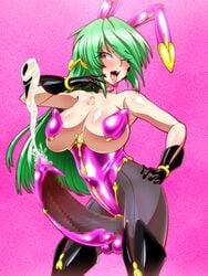 corruption cumming evil_smile futa_only futanari green_hair long_hair mind_control possession red_eyes wabuki_(ochigan)