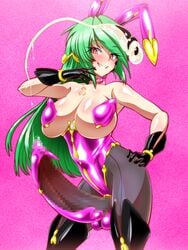 1futa bunny_ears corruption evil_smile futa_only futanari green_hair long_hair mind_control possession red_eyes sperm_cell tagme wabuki_(ochigan)