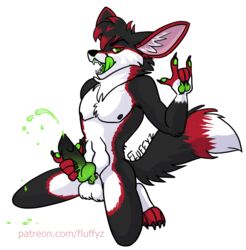 absurd_res anthro canid canine fluffy fluffyz fox genitals hi_res invalid_tag male mammal patreon penis tongue