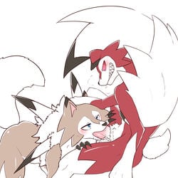 1:1 1boy absurd_res ambiguous_gender blush canine fellatio forced_fellatio furry hi_res lycanroc male male_only mammal midday_lycanroc midnight_lycanroc nintendo oral penis pokémon_(species) pokemon pokemon_sm ryeono_kemo video_games