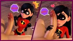 1boy 1girls 3d armwear black_hair boots cock_worship cum disney eyewear female footwear full_color fully_clothed gloves hand_on_balls handwear helen_parr huge_cock large_penis legwear licking male mask no_penetration nocturnal_lewds pale-skinned_female pale-skinned_male pale_skin penis pixar purple_eyes sex sfm smooth_skin source_filmmaker straight testicles text the_incredibles thick_penis tongue violet_parr