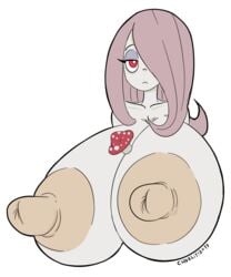 1girls erect_nipples female female_only hair_over_one_eye hyper hyper_areola hyper_breasts hyper_nipples large_breasts large_nipples little_witch_academia long_nipples mushroom nipple_holes nude_female red_eyes stick_nipples sucy_manbavaran tasteofchoklit