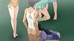 2boys 3girls animated being_watched black_hair brown_hair cheating cheating_wife fellatio group_sex hitozuma,_mitsu_to_niku human leotard long_hair male_prostitution milf multiple_boys multiple_girls older_female prostitution sex short_hair watching younger_male