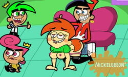 >:( >:d 2boys 2girls 4_fingers artist_request black_hair blue_eyes blush buckteeth chip_skylark chip_skylark_(cosplay) cosmo_cosma cum cum_inside doggy_style eyelashes fairy green_eyes green_hair half-closed_eyes hands_on_hips nickelodeon nicktoons pink_eyes pink_hair red_hair redhead sex straight_hair teeth_showing the_fairly_oddparents thumbs_up timmy_turner vicky_(fairly_odd_parents) wanda_fairywinkle-cosma watermark