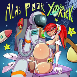 anal ass astronaut atomic_betty betty_barrett big_ass big_balls breasts cicada cum cum_in_ass cum_inside green_eyes high_heel_boots high_heels red_hair sex spacesuit unseen_male_face