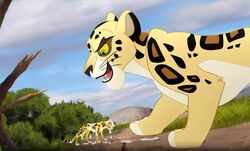 2021 absurd_res background big_dom_small_sub cheetah cum cum_on_body cum_on_face detailed_background disney edit edited female feral fuli giant hi_res macro makutcha makuucha male/female mammal micro shitty_edit shrinking the_lion_guard the_lion_king virginieduku