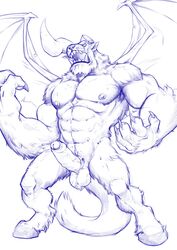 1boy abs anthro areolae badcoyote ball_tuft balls ballsack bara bat_wings beast berserk big_forearms big_muscles body_fur broken_horn claws demon erection fluffy_tail foreskin foreskin_folds furry_balls hooves horns humanoid_penis intact male male_nipples male_only masculine mature_male membranous_wings monochrome monster muscles muscular_male nosferatu_zodd nude_male partially_retracted_foreskin pecs penis scrotum serratus_anterior sketch solo tail testicles tusks uncut veiny_penis wings zodd_(berserk)