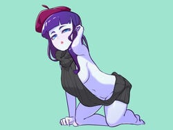 1girls alternate_hairstyle armpits barefoot beret breasts dekasuji equestria_girls female female_only friendship_is_magic hasbro hat my_little_pony rarity_(eg) rarity_(mlp) sideboob smooth_skin solo solo_female tagme virgin_killer_sweater