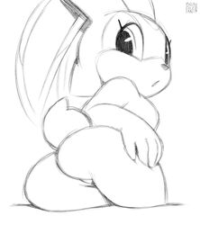 ass big_butt cream_the_rabbit cub female genitals lagomorph leporid looking_at_viewer looking_back mammal monochrome pussy rabbit simple_background solo sonic_(series) sonic_the_hedgehog_(series) spreading thick_thighs wide_hips xylas