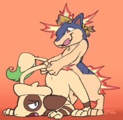 2boys all_fours alternate_color anal anal_sex ass_up clothing digital_media_(artwork) doggy_style from_behind_position furry gay half-closed_eyes luther_heat male male_only male_penetrating mammal nintendo o-ishi open_mouth original_character penetration pokémon_(species) pokemon pokemon_(species) pokemon_gsc questionable_consent quilava sex smeargle tongue tracy_(linker) video_games yaoi