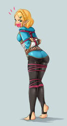 angry arms_behind_back ass bondage clothed feet gag gagged hair_ornament long_ears lostonezero nintendo princess_zelda solo stirrup_legwear stirrup_socks tape tape_gag taped_mouth tears_of_the_kingdom the_legend_of_zelda tied_up zelda_(tears_of_the_kingdom)