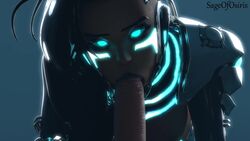 1girls 3d animated blizzard_entertainment blowjob breasts cyberspace_sombra dark-skinned_female dark_skin deepthroat fellatio female interracial latina no_sound oral overwatch pale-skinned_male pale_skin pov sageofosiris sombra tagme video video_games