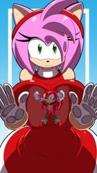 16_bit 1boy 1girls against_fourth_wall against_glass amy_rose anthro big_ass big_breasts giantess hedgehog knuckles_the_echidna kojiro-brushard oh_no!! phone_wallpaper pixel_art sega sonic_(series) wallpaper