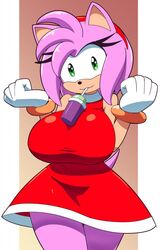 amy_rose anthro big_ass big_breasts cup huge_breasts kojiro-brushard sega solo solo_female sonic_(series)