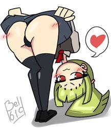 1609bell 1girls ass bell1609 bending_over big_ass big_butt cami_(fnafhs) fnafhs fnafhs_z3ro green_hair red_eyes shortstack showing_ass sole_female tagme