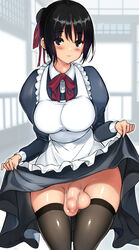 1futa balls big_breasts breasts censored cleavage coin_rand dickgirl flaccid futa_only futanari large_breasts looking_at_viewer penis solo testicles thighhighs