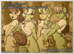 anthro anus apple_rose_(mlp) ass auntie_applesauce_(mlp) big_breasts big_butt bite biting_lip bottomless breasts clothed clothing equid equine female female/female friendship_is_magic goldie_delicious_(mlp) granny_smith_(mlp) granny_smith_(young) group hasbro mammal mlp_g5 my_little_pony one_eye_closed sketchybug spread_butt spreading text wink yuri