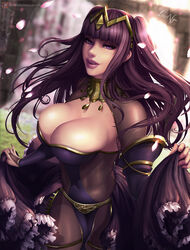 1girls 2019 big_breasts black_dress blunt_bangs bodystocking bodysuit breasts bridal_gauntlets bridal_gloves bridal_lingerie bride cleavage curvaceous dress dress_lift eyeshadow female female_focus female_only fire_emblem fire_emblem_awakening fire_emblem_heroes gold hair hair_ornament large_breasts long_hair luminyu makeup married necklace overflowing_breasts purple_eyes purple_hair sheer sheer_clothing smile solo solo_female solo_focus tharja_(bridal)_(fire_emblem) tharja_(fire_emblem) very_long_hair voluptuous wedding_dress