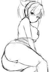 1girls ass big_ass big_breasts breasts busty female hair_ornament kyuurimuzon looking_back pubic_hair pussy serena_(yu-gi-oh!_arc-v) sideboob sketch thick_legs thick_thighs yu-gi-oh! yu-gi-oh!_arc-v