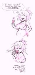 1girls areola areolae belly big_breasts bikini bikini_top blush breasts cleavage comic eating english_text female female_only human humanized ice_cream ice_pop inanimate_insanity kint nipple_slip nipples object_shows popsicle short_hair simple_background sketch soap_(ii) solo text