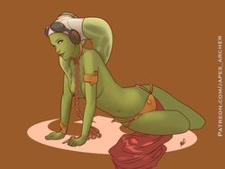 1girls 2020 alien alien_girl areolae bikini breasts chains clothing collar cosplay female female_only green_skin hera_syndulla japes nipples sci-fi science_fiction scifi slave slave_bikini slave_leia_(cosplay) solo solo_female star_wars star_wars_rebels topless twi'lek url