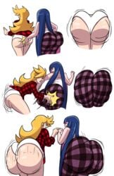 2girls angry ass ass_jiggle ass_slap axel-rosered big_ass bimbo blonde_hair bottom_heavy bouncing_ass bubble_butt fat_ass female female_only huge_ass jiggle long_hair motion_lines pajamas panties panty_&_stocking_with_garterbelt panty_anarchy plump siblings sisters spanking stocking_anarchy thick_ass thick_legs thick_thighs two_tone_hair underwear