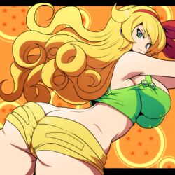 1girls ass bad_launch bimbo blonde_hair breasts butt_crack cameltoe cleavage curly_hair curvy dat_ass dragon_ball dragon_ball_(classic) erect_nipples eyelashes female green_eyes huge_areolae huge_ass huge_breasts kara_age launch lunch_(dragon_ball) puffy_nipples ribbon shortshorts thick_lips very_long_hair voluptuous wide_hips