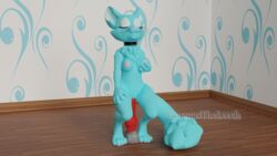 16:9 3d animal_genitalia animal_penis anthro blue_body blue_fur breasts canine_penis clitoris collar digital_media_(artwork) dildo felid feline female fur genitals hi_res knot kraft_trio mammal masturbation penis presenting pussy sex_toy solo