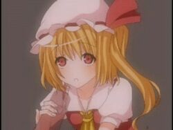 :o animated blinking blonde_hair blush female flandre_scarlet handjob hat hat_ribbon jackalman lowres penis pov red_eyes simple_background solo touhou