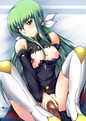 c.c. code_geass green_hair kuronezumi long_hair nipples nude penis thighhighs