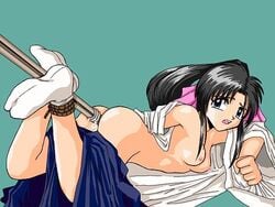 1girls artist_request ass black_hair blue_eyes bondage breasts cum female hair_ribbon human kaoru_kamiya long_hair nipples pale-skinned_female pale_skin penetration ponytail rurouni_kenshin shounen_jump solo tabi