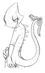 anthro butterfly chameleon color leon_powalski male male_only monochrome nintendo nude raised_tail side_view simple_background sketch star_fox tail white_background