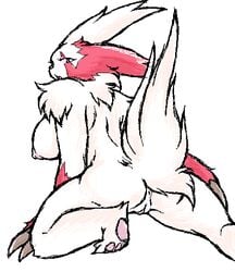 anthro ass back_view breasts color female female_only fur furry mutabouru nude pokemon pokemon_(species) solo tagme vulva zangoose