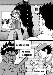 brock_(pokemon) comic monochrome nintendo nurse_joy pikachu pokemon satoshi_(pokemon)