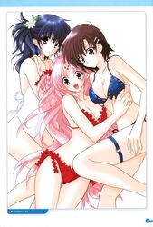 blue_hair brown_hair cleavage female female_only girls_bravo kirie_kojima kojima_kirie koyomi koyomi_hare_nanaka miharu miharu_sena_kanaka multiple_girls official_art pink_hair