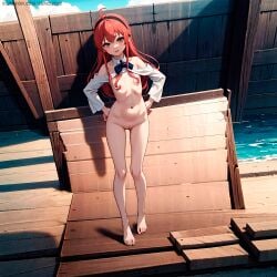 1girls ai_generated eris_greyrat feet female female_only mushoku_tensei mushoku_tensei:_isekai_ittara_honki_dasu red_eyes red_hair sangushe small_breasts small_tits smaller_female solo thighs vagina