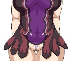 1girls apron armor arms_behind_back breasts cameltoe cattleya close-up curvy female head_out_of_frame hips hiraizumi_kou large_breasts mature_female milf mother panties pov queen's_blade solo standing underwear wide_hips