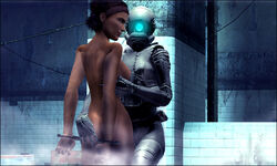 2girls 3d alyx_vance ass_grab black_hair blue_eye clothed clothed_female clothing combine combine_assassin completely_naked completely_naked_female completely_nude completely_nude_female female female_only garry's_mod gas_mask half-life half-life_(series) half-life_2 half-life_2_beta hertzel human human_female human_only mask masked masked_female nude nude_female short_hair sideboob small_breasts