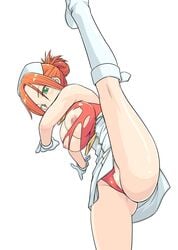 1girls breasts female garnet_(rumble_fish) gloves green_eyes high_kick hinemosu hinemosu_notari kick kicking nipples nurse panties pantyshot pink_hair rumble_fish the_rumble_fish torn_clothes underwear upskirt