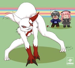 anthro bent_over blood breasts clothes color female flashing flashing_pussy fur furry human interspecies lynxia male nintendo nude poke_ball pokemon pokemon_(species) pokephilia tagme zangoose