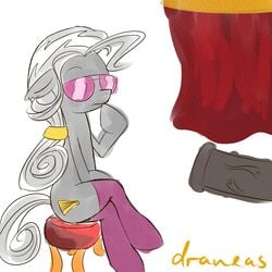 disembodied_penis draneas feral friendship_is_magic hoity_toity judging male_only my_little_pony penis sitting sunglasses white_background white_fur