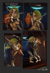 2006 2boys blonde_hair blush clothed comic daxter dialogue english enolianslave gay human jak jak_and_daxter kissing licking long_ears male male_only pointy_ears red_hair romantic size_difference trip_(artist) yaoi