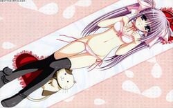 00s 1girls blue_eyes bra female_only lingerie long_hair nishimata_aoi panties pink_panties pink_theme primula purple_hair ribbon shuffle! solo_female stockings underwear underwear_only