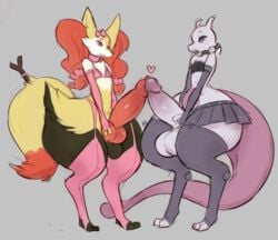 2boys anthro anthrofied braixen canine crossdressing feline femboy femboy_on_femboy frottage furry gay girly half-closed_eyes huge_ass huge_penis knot mewtwo nintendo pokemon pokemon_(species) pokemon_rgby pokemon_xy sketch text thick_thighs tingtongten trap trap_on_trap watermark wide_hips yaoi