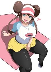 1girls alternate_breast_size big_ass big_breasts black_pantyhose breasts brown_hair chubby clothed double_bun erect_nipples eye_contact feet female female_only fully_clothed half-closed_eyes heart heart-shaped_pupils huge_breasts huge_thighs human large_breasts looking_at_viewer nintendo oryuto pantyhose pokemon pokemon_bw pokemon_bw2 rosa_(pokemon) solo thick_legs thick_thighs toes tongue_out twintails white_background wide_hips