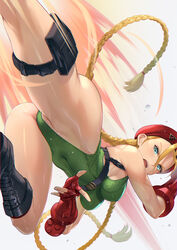 1girls beret big_breasts blonde_hair blue_eyes braid braided_hair braided_twintails british cammy_white capcom clothed_female cute european female female_focus female_only leotard light-skinned_female long_hair long_twintails looking_at_viewer mature_female mhk_(mechamania) muscular_female pale-skinned_female petite scar seductive_look solo solo_female solo_focus street_fighter teenager twintails