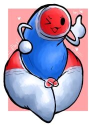 2024 animate_inanimate anthro anthrofied ass balls bandai_namco big_butt black_eyes blue_body blue_x butt_jiggle clothing dialogue don_wada drum english_description english_text fingers genitals gesture hand_gesture hand_on_hip heart_symbol hi_res huge_butt huge_thighs jiggling legwear living_musical_instrument looking_at_viewer male musical_instrument not_furry nude objectophilia one_eye_closed open_mouth open_smile penis percussion_instrument pointing pointing_up red_balls red_butt red_face red_genitals red_penis signature simple_background small_balls small_penis smile solo standing star_symbol stockings taiko taiko_no_tatsujin text thick_thighs what white_clothing white_legs white_legwear white_stockings wink winking_at_viewer