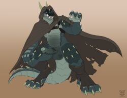 2_horns 4_fingers 4_toes anthro arm_spikes balls big_feet big_hands biped black_head black_nose black_spikes brown_clothing cheek_spikes claws cloak clothing countershade_face countershade_hands countershade_neck countershade_tail countershade_torso countershading d-ring demon dewclaw digitigrade dragon erection european_mythology evil_grin facial_scales facial_spikes fantasy feet fingers foreskin furgonomics genitals gesture glans gradient_penis gradient_scales green_balls green_body green_face green_foreskin green_scales grin gullax_lusar_(gullax_lusar) harness head_spikes hi_res hood_up hooded_cloak horn horns_through_hood humanoid_genitalia humanoid_penis hybrid ifus leg_warmers legwear male male_only mostly_nude mostly_nude_anthro mostly_nude_male multicolored_body multicolored_tail musclegut muscular muscular_anthro muscular_legs muscular_male muscular_thighs mythological_creature mythological_scalie mythology nose_spike o-ring open_mouth penis pink_mouth pink_tongue pinup plated_scales pose pupils raised_arm scaled_penis scales scalie scaly_tail sharp_teeth shoulder_spikes smile snaggle_teeth solo spiked_tail spikes spikes_(anatomy) standing tail teeth text toes tongue torn_clothing unretracted_foreskin url ventral_scales western_dragon white_sclera wingless_dragon yellow_claws yellow_horn yellow_spikes