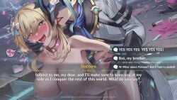 1boy 1girls ai_generated aphrodisiac arms_behind_back ass ass_grab bent_over bondage bound bound_wrists breasts caressing_cheek collar couple_(romantic) crying cum cum_in_pussy cum_inside cupping_cheek defeated dialogue dialogue_options dominant_male dottore_(genshin_impact) drooling drugged_sex duo ear_licking english_text female female_pervert femsub full-face_blush game_ui gameplay_mechanics genshin_impact giving_in_to_pleasure grabbing_another's_ass grabbing_ass hand_on_another's_face happy_female heart-shaped_pupils hoyoverse humiliation large_ass large_breasts licking_ear losing_resistence loving_it lumine_(genshin_impact) male male/female male_dominating_female maledom mihoyo mind_break naughty_face nipple_piercing nipple_rings nude_female nude_female_clothed_male pet_collar petplay pink_liquid sex sex_from_behind slave slave_girl spanked spoken_heart straight_sex submissive submissive_female submitting_to_enemy surrendering talking talking_to_another text thick_thighs tied_up tongue_out torogao trembling_for_pleasure upturned_eyes vaginal_penetration whispering_into_ear wide_hips